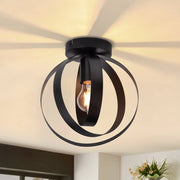 ZMH Lampada da soffitto metallo nero industriale ferro E27 paralume retrò per corridoio cucina ristorante