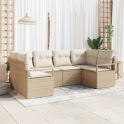 Set di divani da giardino  a 6 pezzi con cuscini beige in rattan poliestere