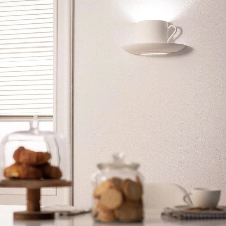 Applique in gesso dal design moderno forma tazza caffe attacco per lampadine G9