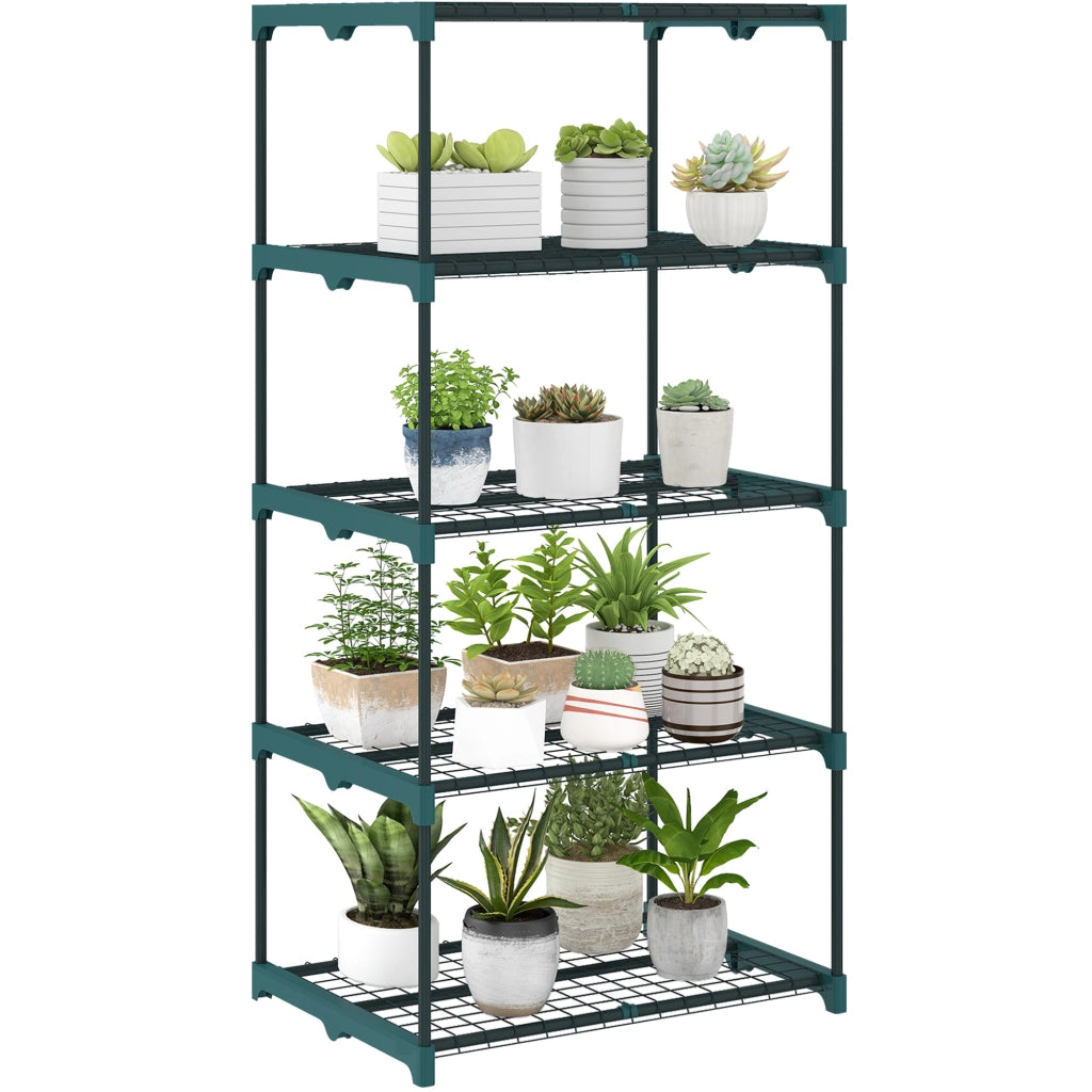 Scaffale porta piante 5 ripiani in metallo ¨C Xylo ¨C verde, 67x49x138 cm, interno/esterno