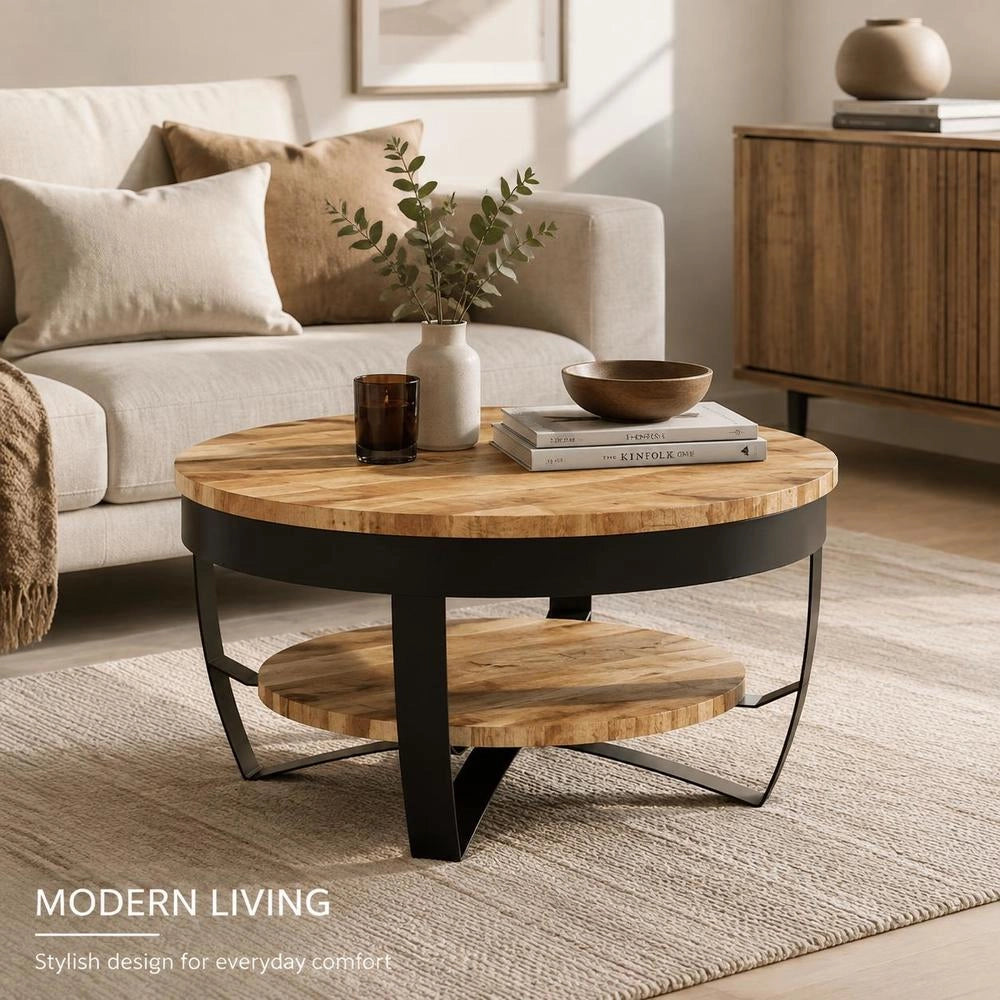Coffee Table Rough Solid Mango Wood 65x32 Cm