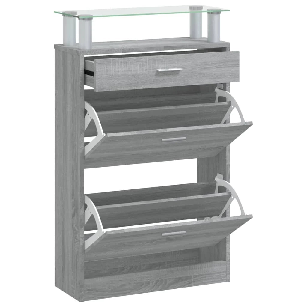 Scarpiera scarpiera mobile portaoggetti ingresso corridoio soggiorno Sonoma 63 x 24 x 104 cm multistrato grigio 02_0022085