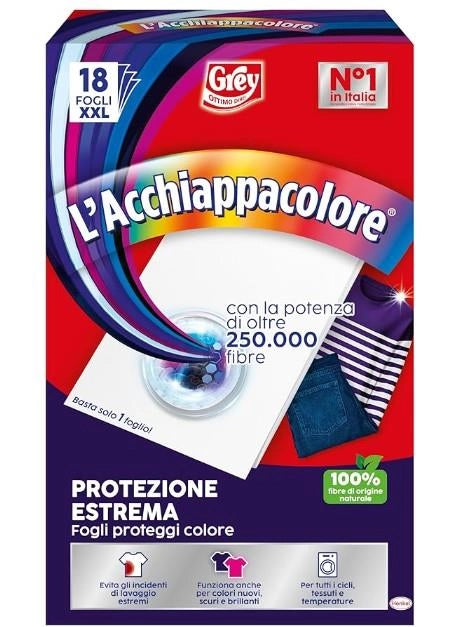 GREY ACCHIAPPACOLORE CON LA POTENZA DI OLTRE 250.000 FIBRE PROTEZIONE ESTREMA F100% FIBRE DI ORIGINE NATURALE 18XXL FOGLI