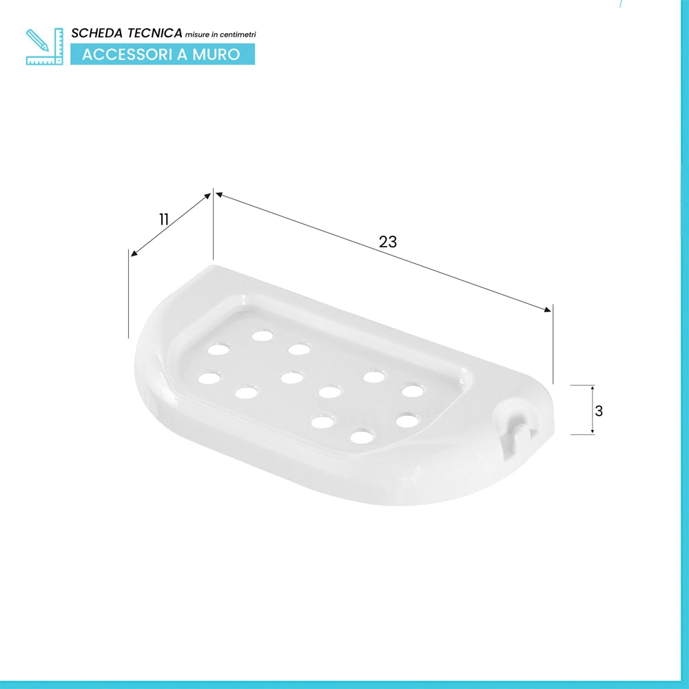 Mensola portasapone a muro 24 cm in ABS bianco  Gioia