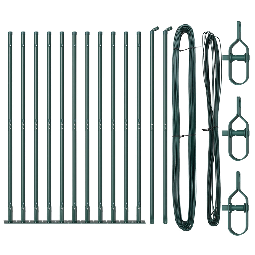 Pali per recinzione con basi 13 pcs Ã˜32mm 78,5cm in acciaio zincato