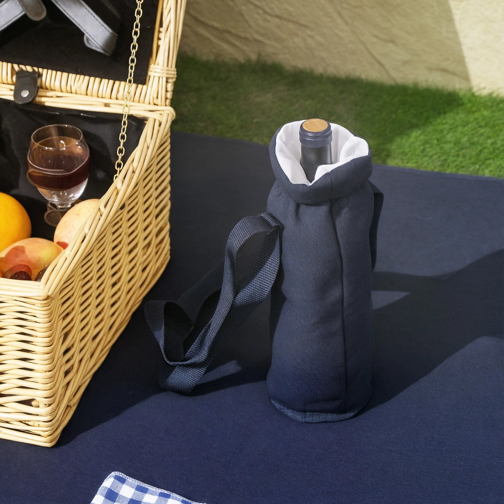 Cesta Valigetta da Pic Nic per 4 Persone 24 Pezzi in Vimini color Legno