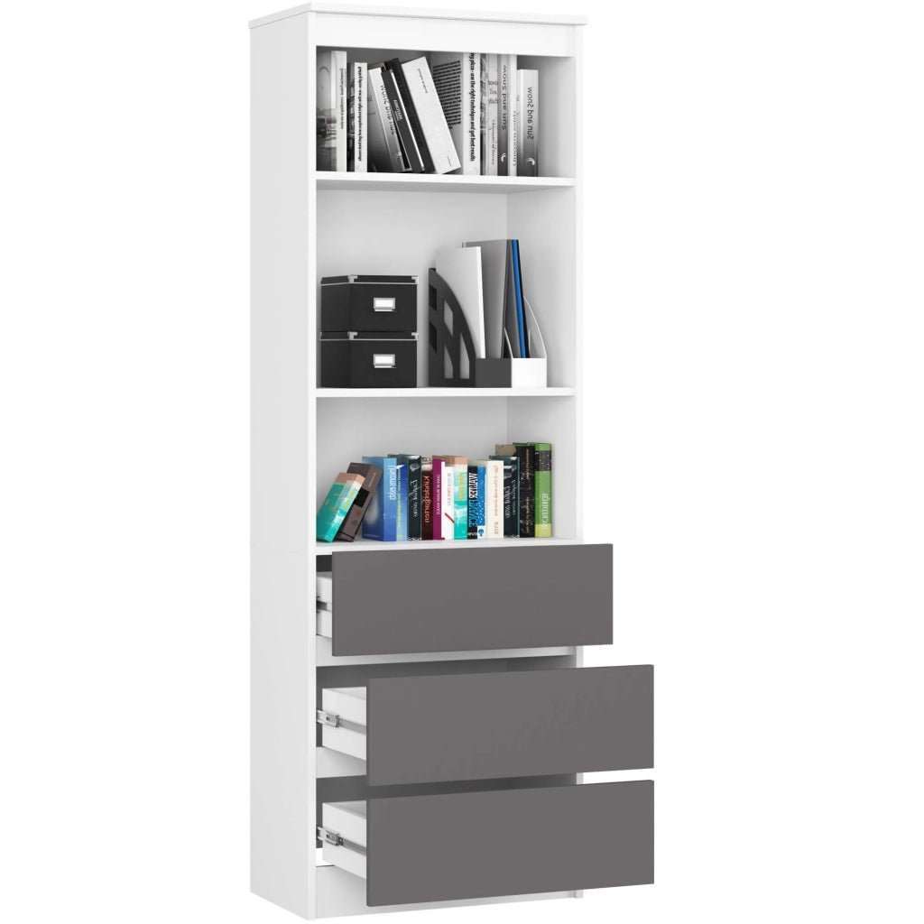 Libreria AKORD R60 Bianco, Grigio Grafite 60 cm 3 cassetti 60x35x180 cm