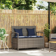 vidaXL Panca Portaoggetti da Giardino con Cuscino Grigio in Polyrattan