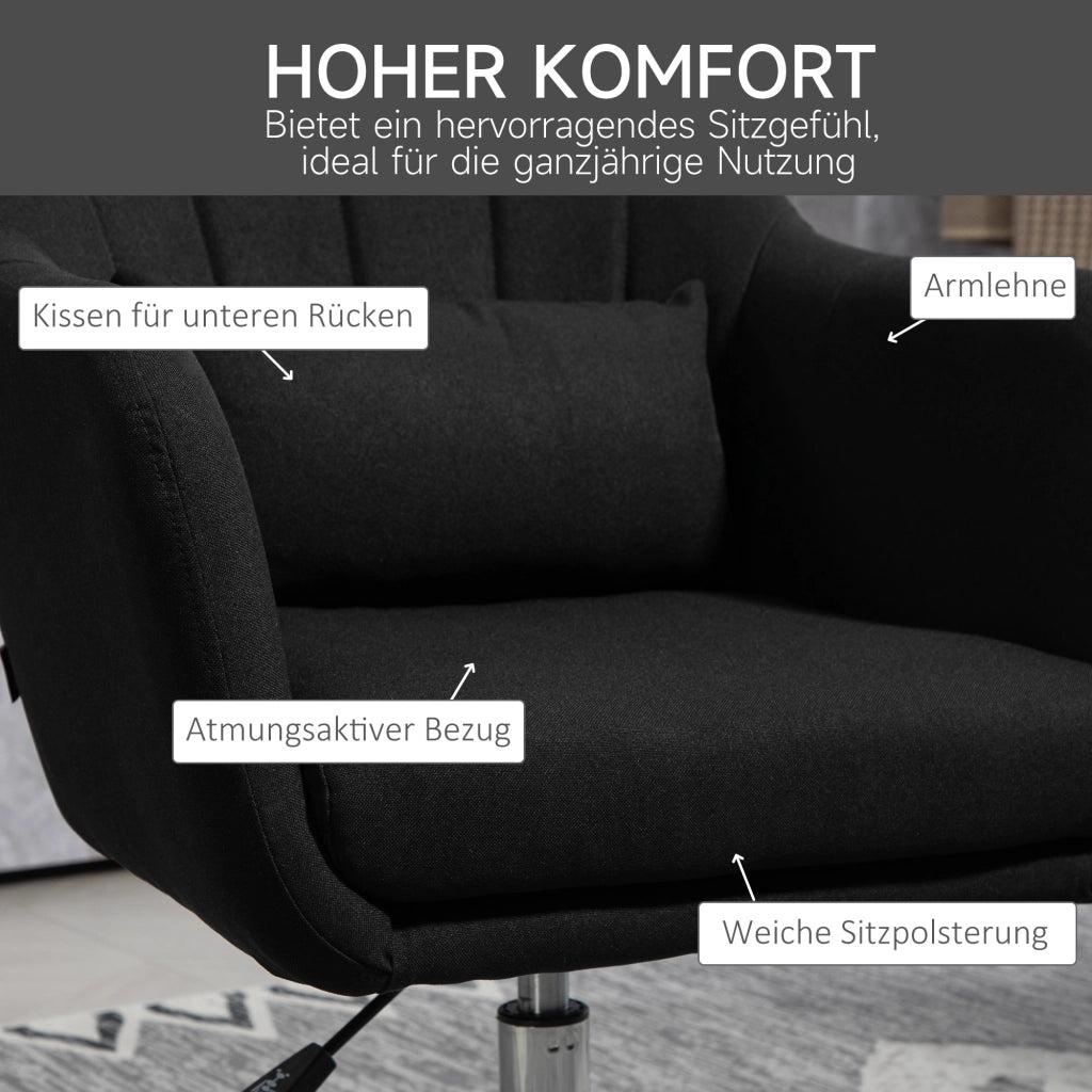 POLTRONA girevole regolabile 60x60x79-91 cm nero poliestere
