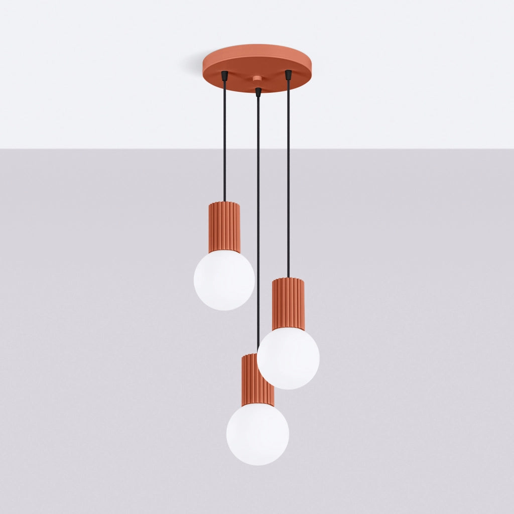 Sospensione Pure Lume SFERA tripla rossa sfere bianche 3xG9