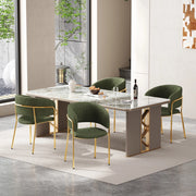 Sedia da Pranzo con Schienale Ergonomico e Piedini Regolabili, in Metallo e Legno, Verde