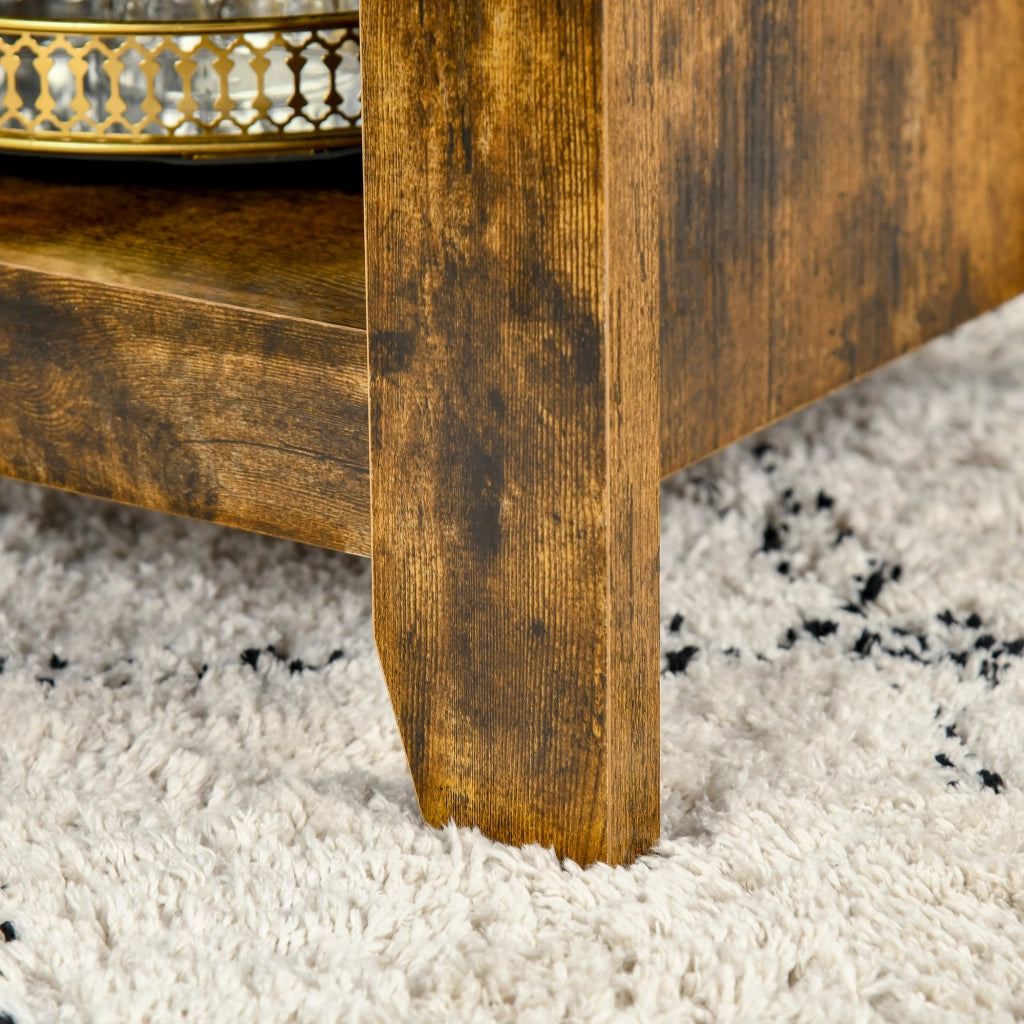 EasyComfort Tavolino da Salotto in Stile Industriale con Vano Contenitore e Piano Sollevabile in Legno, 105x50x49cm, Marrone Rustico