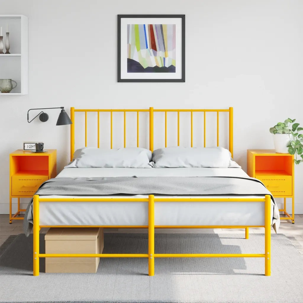 Comodini 2 pz-Set di 2 Tavolino da notte Giallo Senape 36x39x60,5 cm in Acciaio 226283