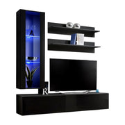 Mobile TV FLY H2 design, color nero lucido. Mobile sospeso moderno e di tendenza per il tuo soggiorno.