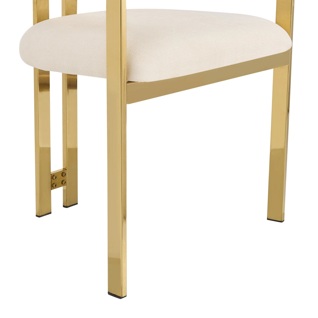 Set di 6 sedie 60.0x50.0x76.0 cm con schienale semicircolare in chenille beige e oro
