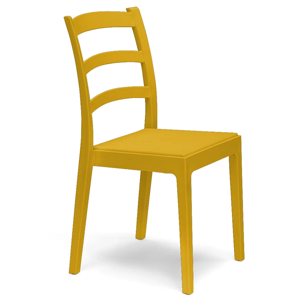 Set 2 Sedie in polipropilene REA, MADE IN ITALY, impilabile, resistente ai raggi UV, design classico, ideale per sala da pranzo, cucina, sala d’attesa, bar, ristoranti o giardino, colore Senape