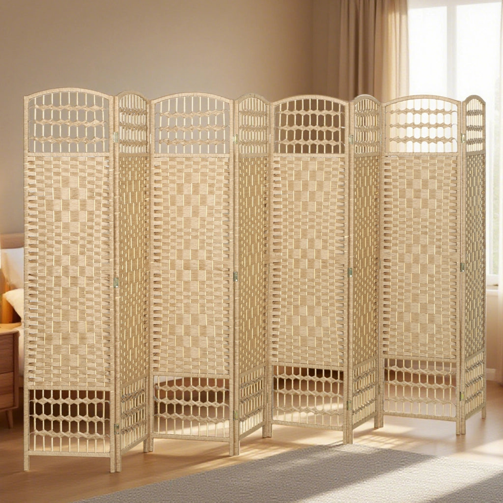 Paravento separatore ambienti in legno ¨C Xylo ¨C 8 pannelli pieghevoli 320x170 cm naturale