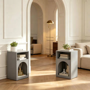 Set di 2 comodini grigi in MDF con ripiani aperti, 40 x 30 x 60 cm