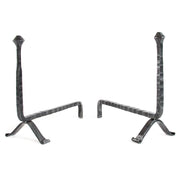 COPPIA DI ALARI FERRO BATTUTO CHIODO CM.40X40 CAMINO CAMINETTO FUOCO 19x40x40