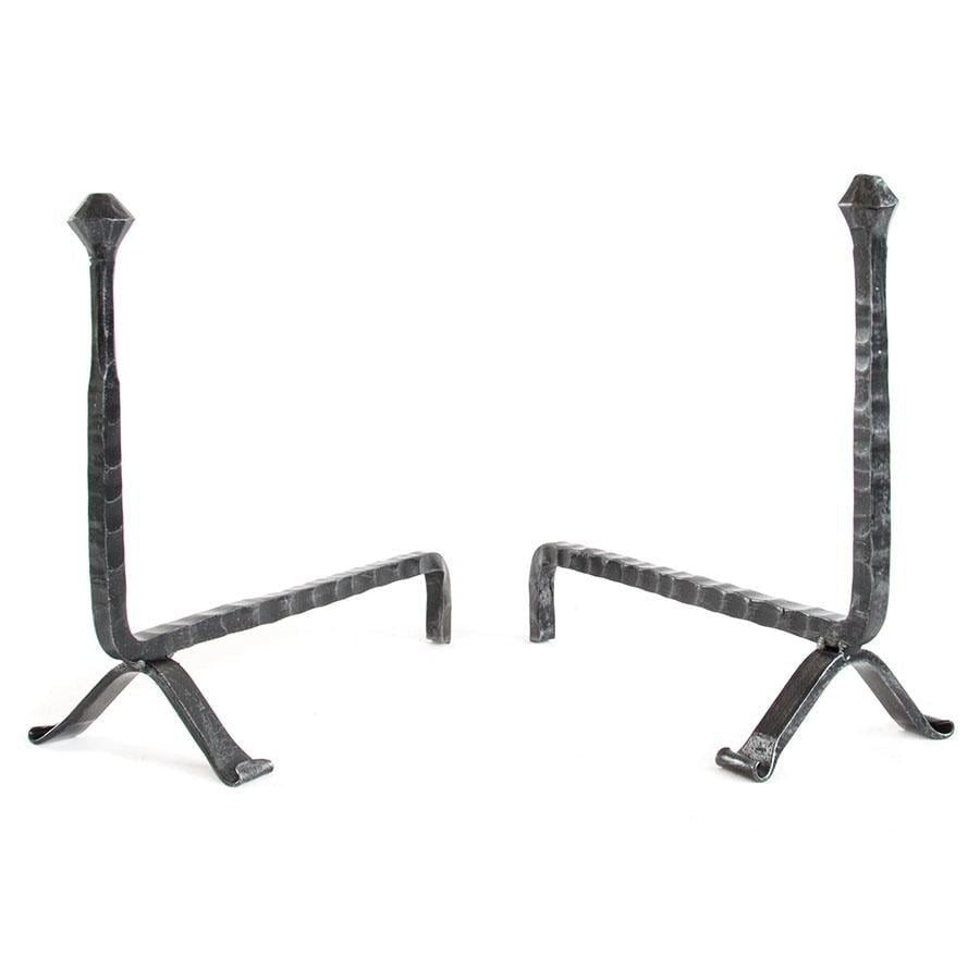 COPPIA DI ALARI FERRO BATTUTO CHIODO CM.40X40 CAMINO CAMINETTO FUOCO 19x40x40