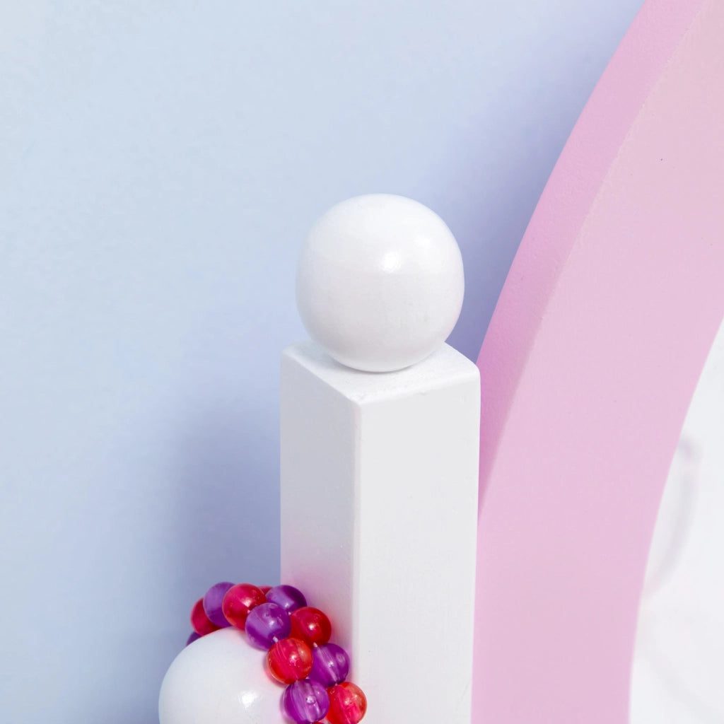 Specchiera Giocattolo per Bambine Tavolo Trucco con Specchio e Sgabello Rosa