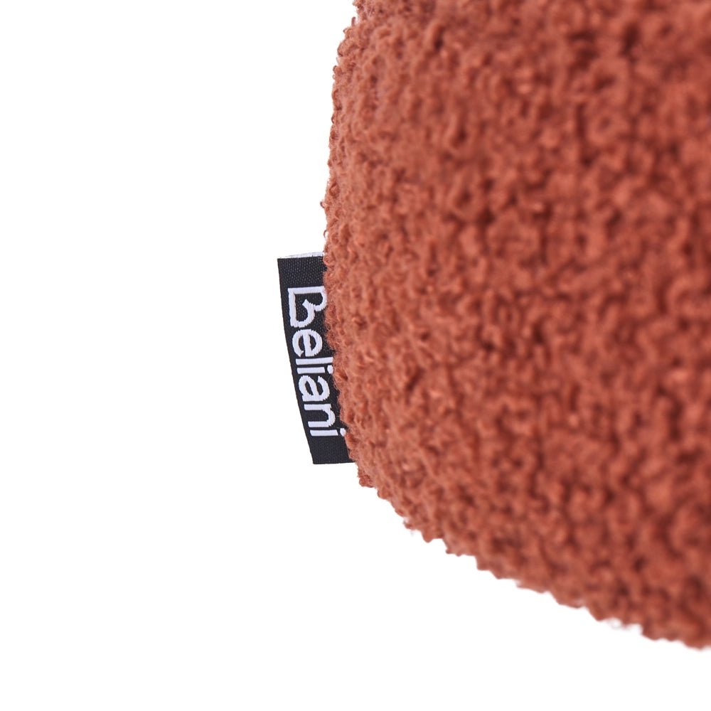 Panca Boucle con gambe in metallo, seduta ovale imbottita, stile cottage retrò, marrone dorato