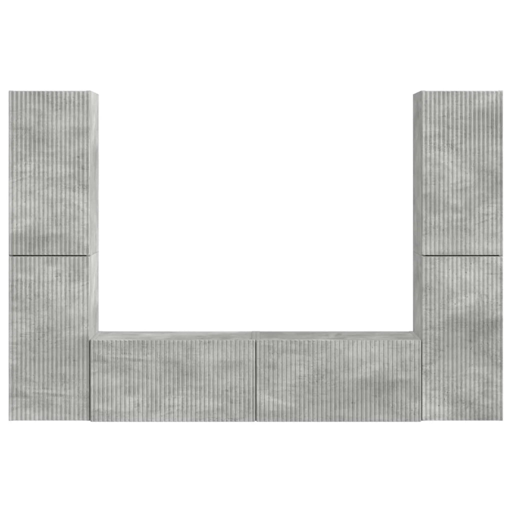 Set mobile TV 6 pcs Grigio cemento Legno multistrato