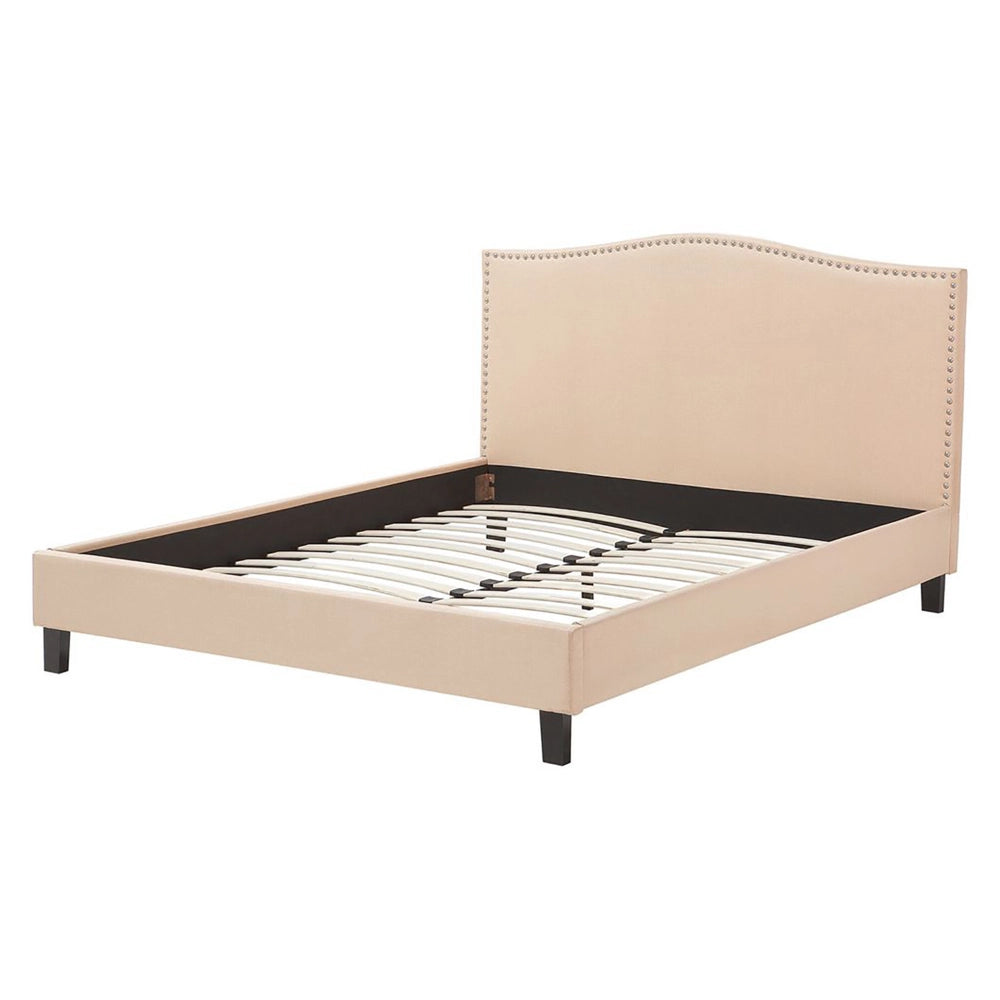 Struttura del letto in poliestere beige imbottito 160 x 200 cm Design tradizionale