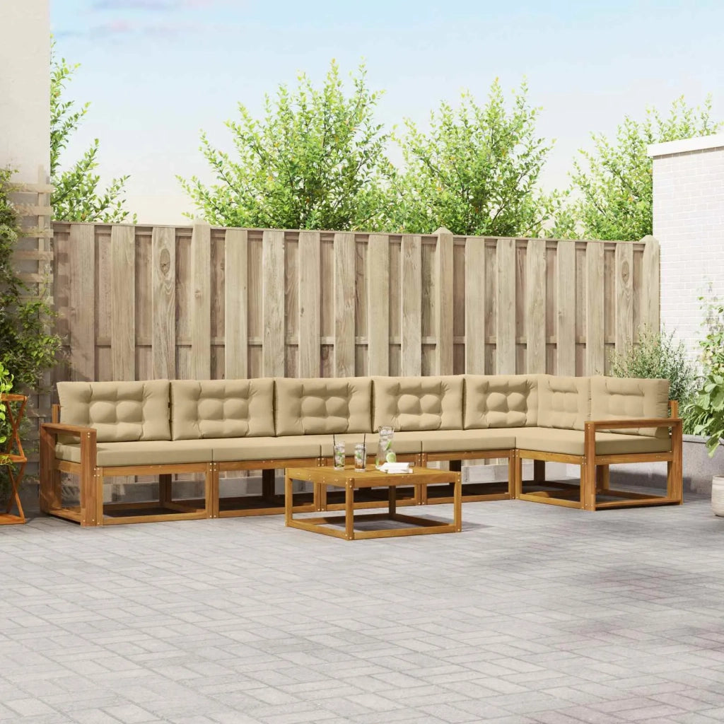 Set di divani da esterno con cuscino 7 pcs Naturale e Beige 3367691