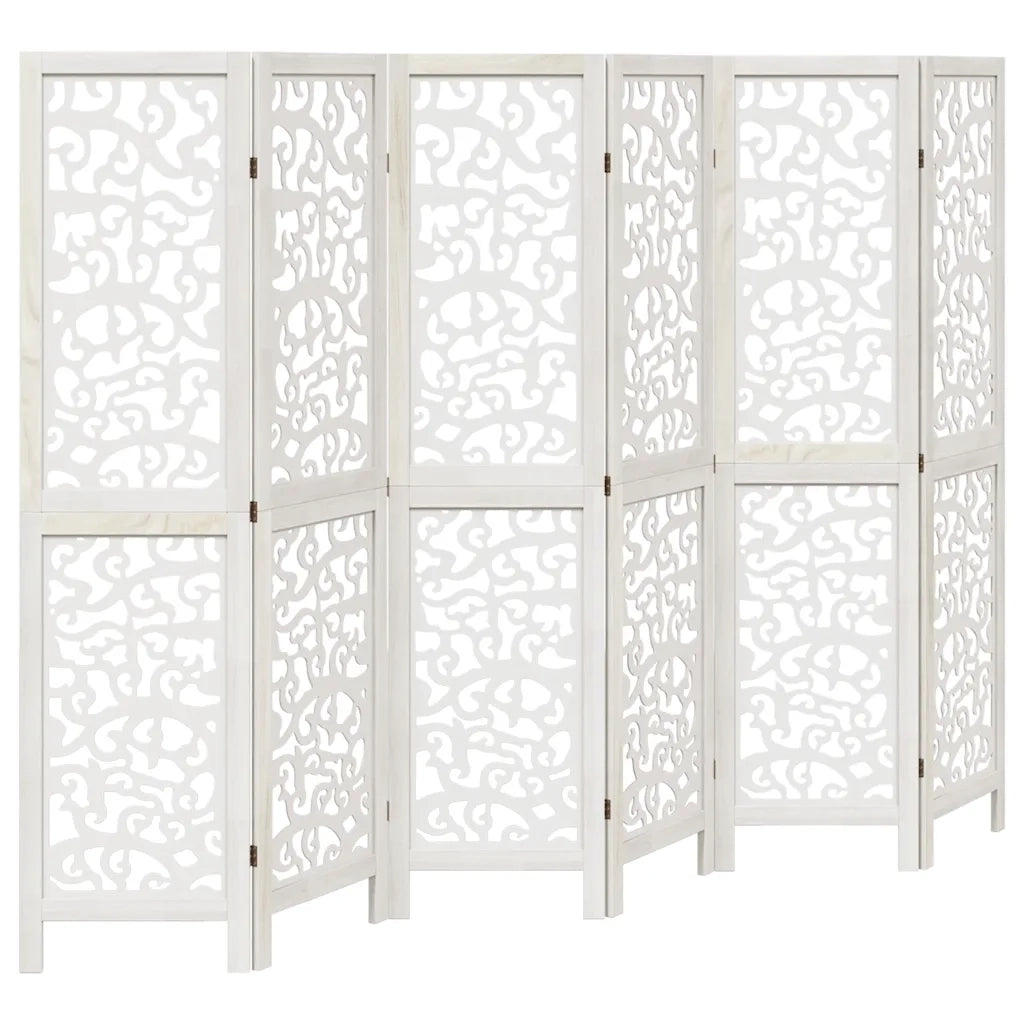 Divisorio Ambienti 6Pannelli Bianco Legno Massello di Paulownia 358745