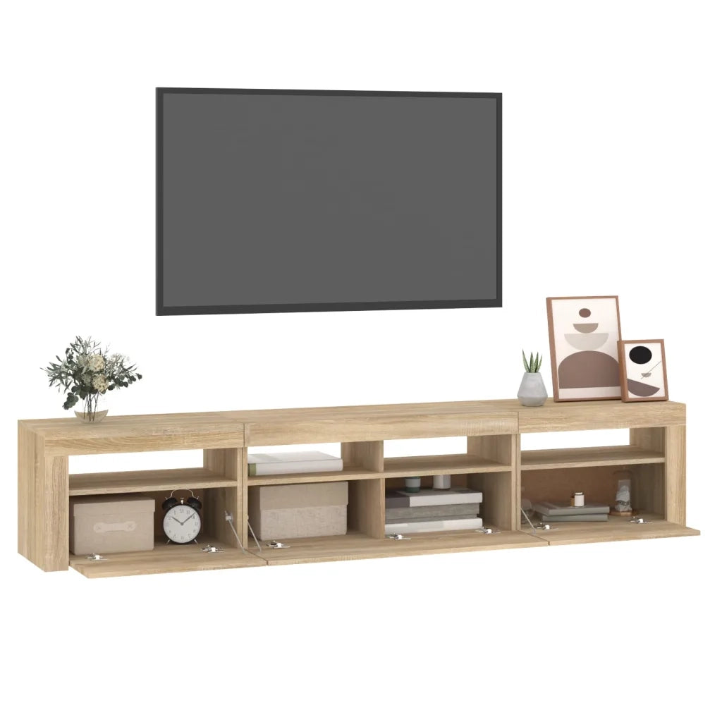 Mobile Porta TV con Luci LED Rovere Sonoma 210x35x40 cm cod mxl 11609