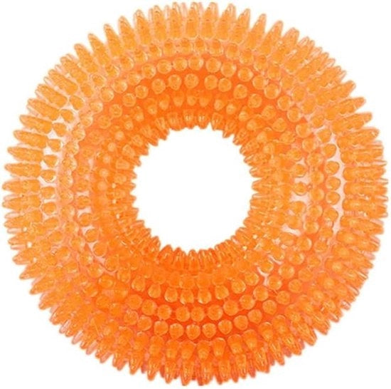 Giocattolo in gomma per cuccioli - Pulizia dei denti - Forma donut gialla