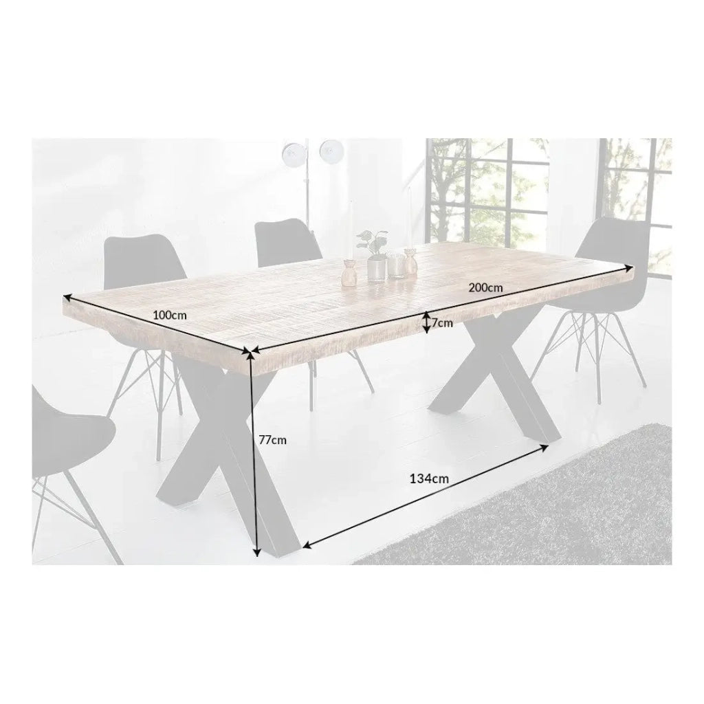 Tavolo da pranzo LODEN – Legno massiccio di mango verniciato – 200 cm – Stile industriale