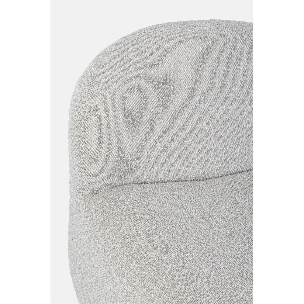 Poltrona Lounge Imbottita in Tessuto Bouclé con Base in Legno - RENATA