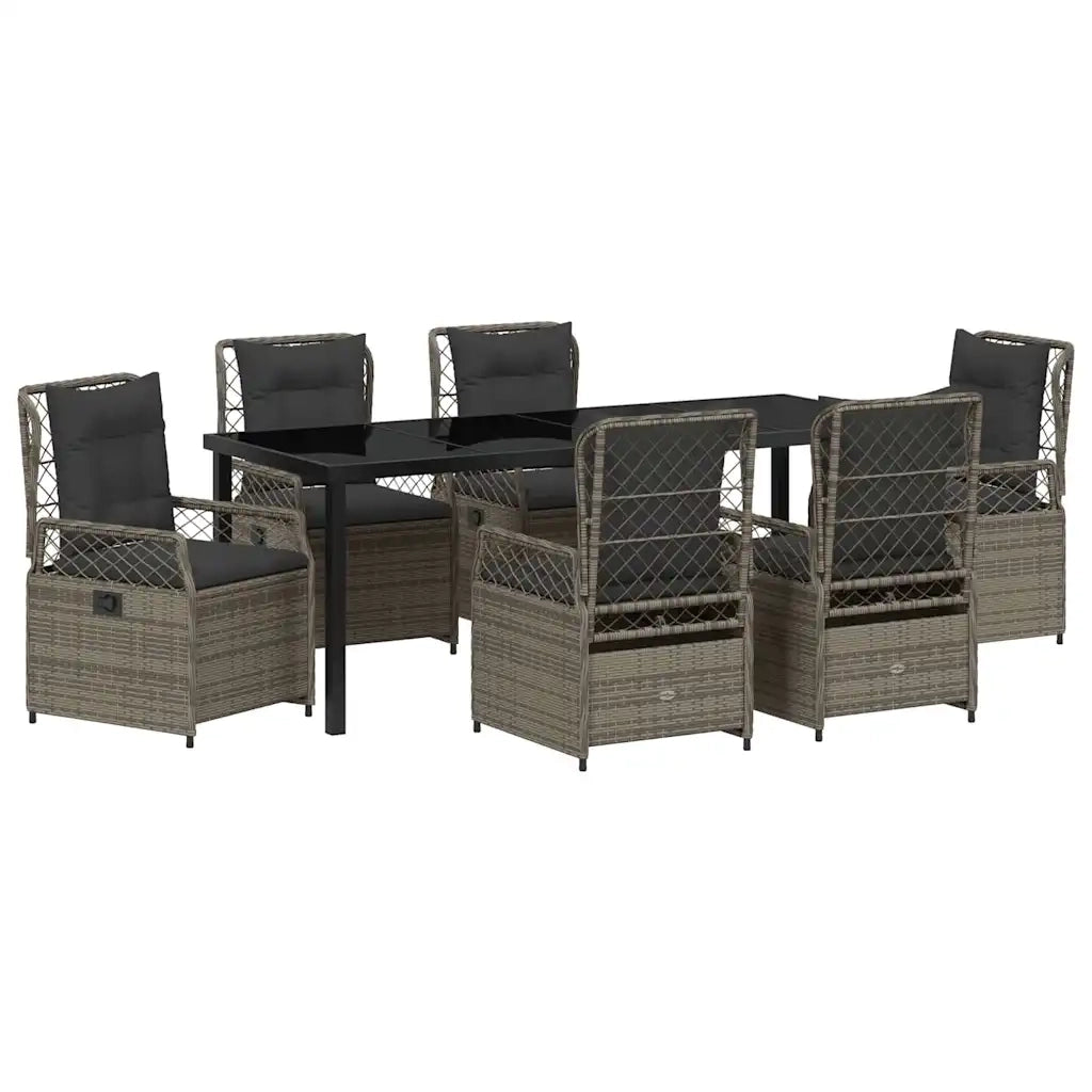 Set da Pranzo per Giardino 7 pcs Grigio polyrattan 3381000