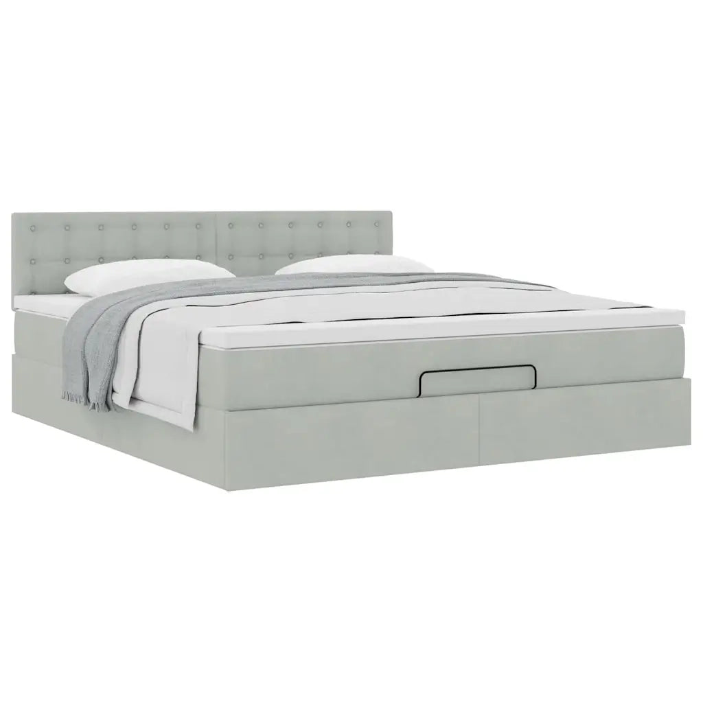 Struttura Letto Pouf con Materasso 180x200 cm in Velluto