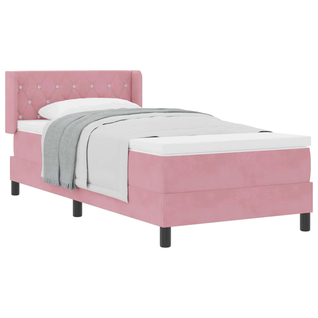 Letto a molle con testiera Rosa 200 x 100 cm Velluto 3341407