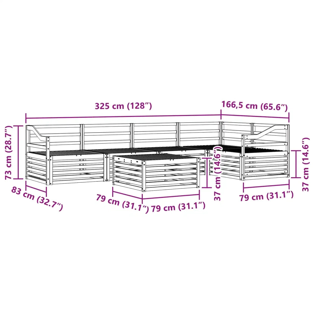 Set di divani da esterno 6 pcs Naturale
