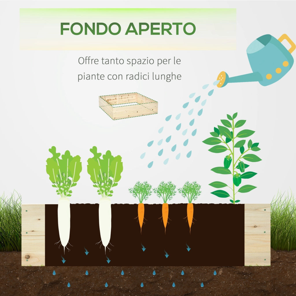 Letto Rialzato in Legno per Orto e Giardino ¨C Zephmum ¨C 117x117x30cm