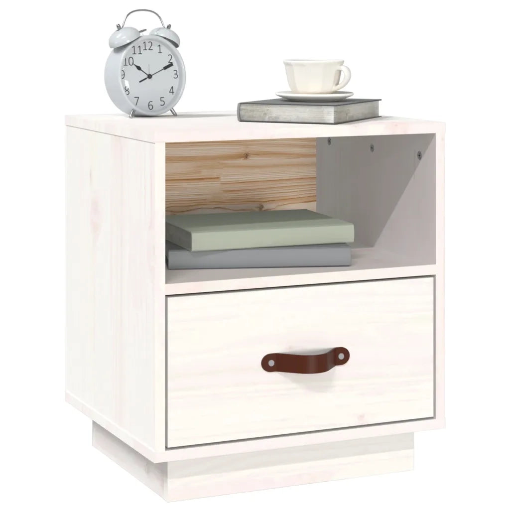 Comodini Bianco 2 pz 40x34x45 cm in Legno Massello di Pino cod mxl 30227