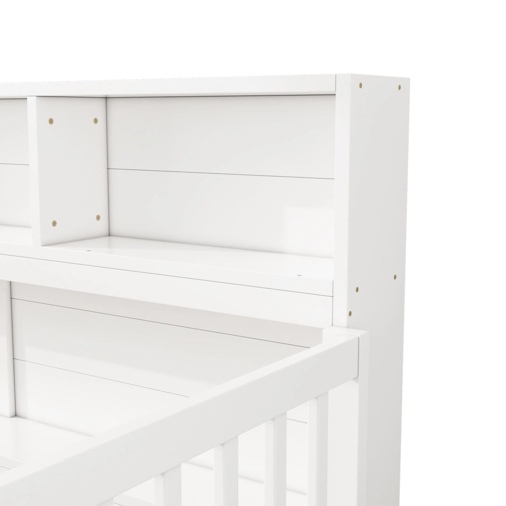 Letto da giorno 140x200 cm; con sponde e vano contenitore; legno di pino e MDF; bianco (Senza materasso)