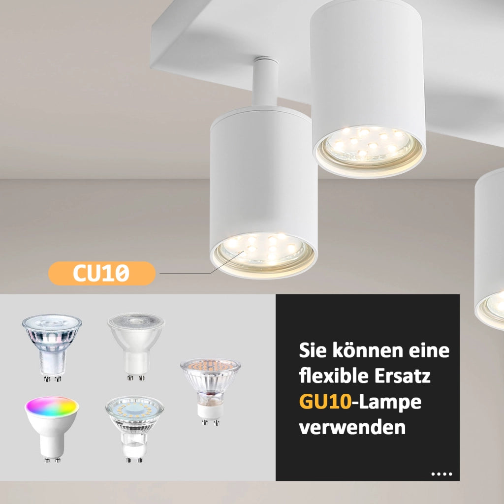 ZMH Faretto da soffitto 6 luci GU10 orientabili 330° moderni per cucina corridoio