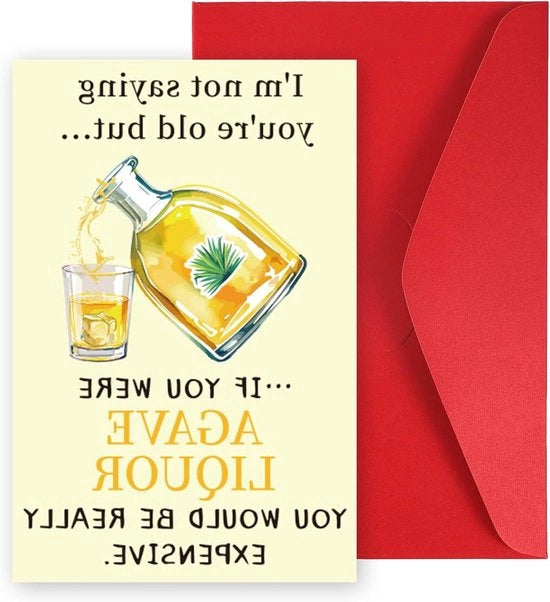 Carta di Auguri Tequila con Envelope 20,5x13,5cm - Tema Agave con Humor - Decorazione per Festa di Compleanno per Lui Lei - Sposo Amico Amico Cadeau