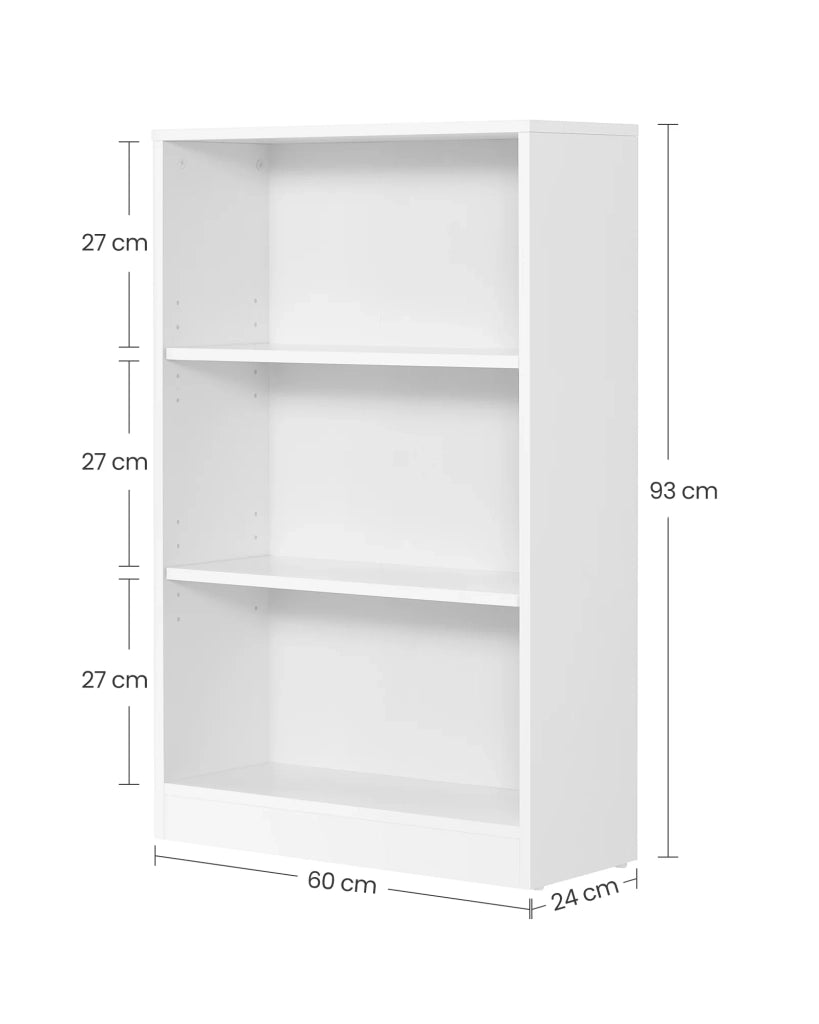 Libreria a 3 ripiani con ripiani regolabili per soggiorno cameretta ufficio bianca 40 x 24 x 93 cm bianco 12_0004191