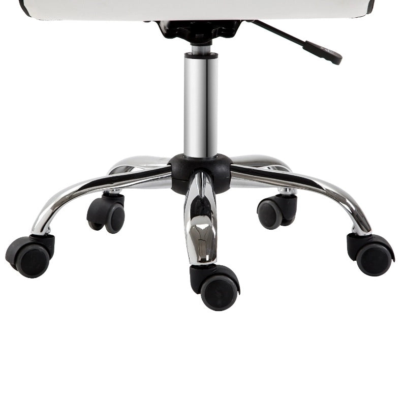 Sedia da ufficio ergonomica bianca in ecopelle, girevole e regolabile in altezza senza braccioli