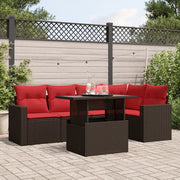 Set Divani da Giardino 6 pz con Cuscini Marrone in Polyrattan 3267264