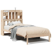 Letto singolo | Letto per adulti | Giroletto con Libreria senza Materasso 75x190 cm in Legno Pino