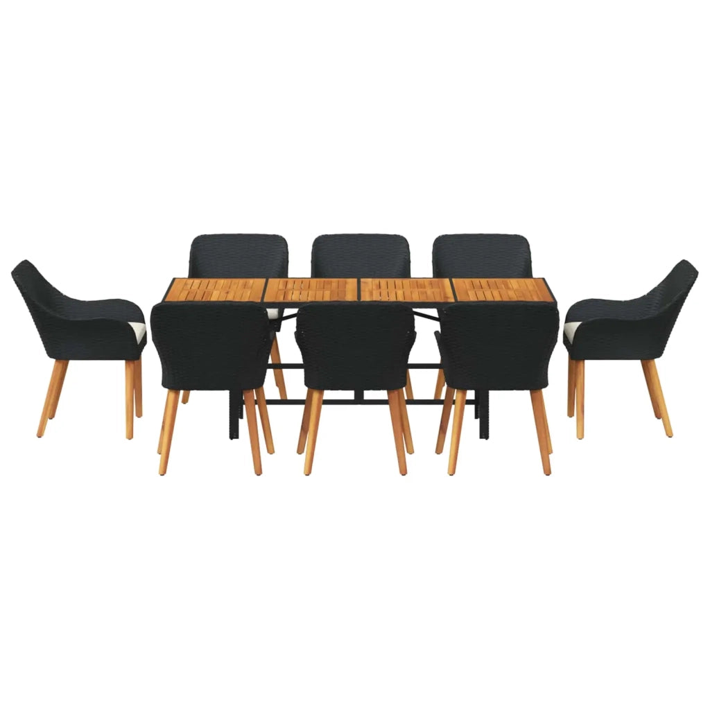 Set da Pranzo per Giardino con cuscino 9 pcs Nero polyrattan 3261624