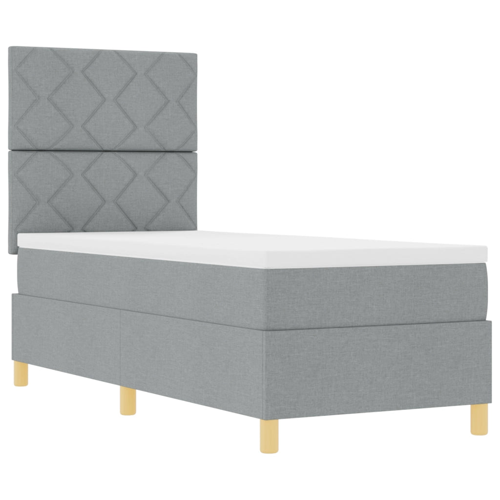 Letto box spring con materasso e LED grigio chiaro 80x200 cm tessuto