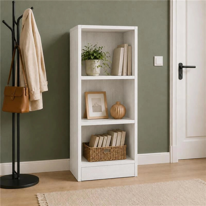 LIBRERIA IN LEGNO CON 3 RIPIANI COLORE BIANCO DIMENSIONI 60X24X120 CM